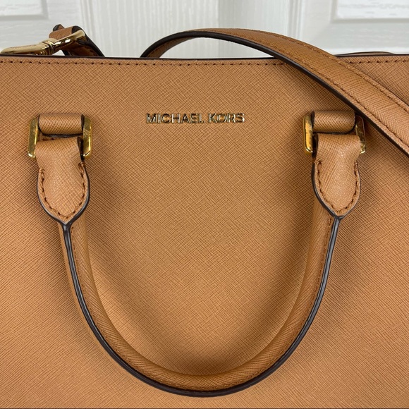 Michael Kors Savannah Saffiano Leather Satchel Camel - Picture 4 of 7